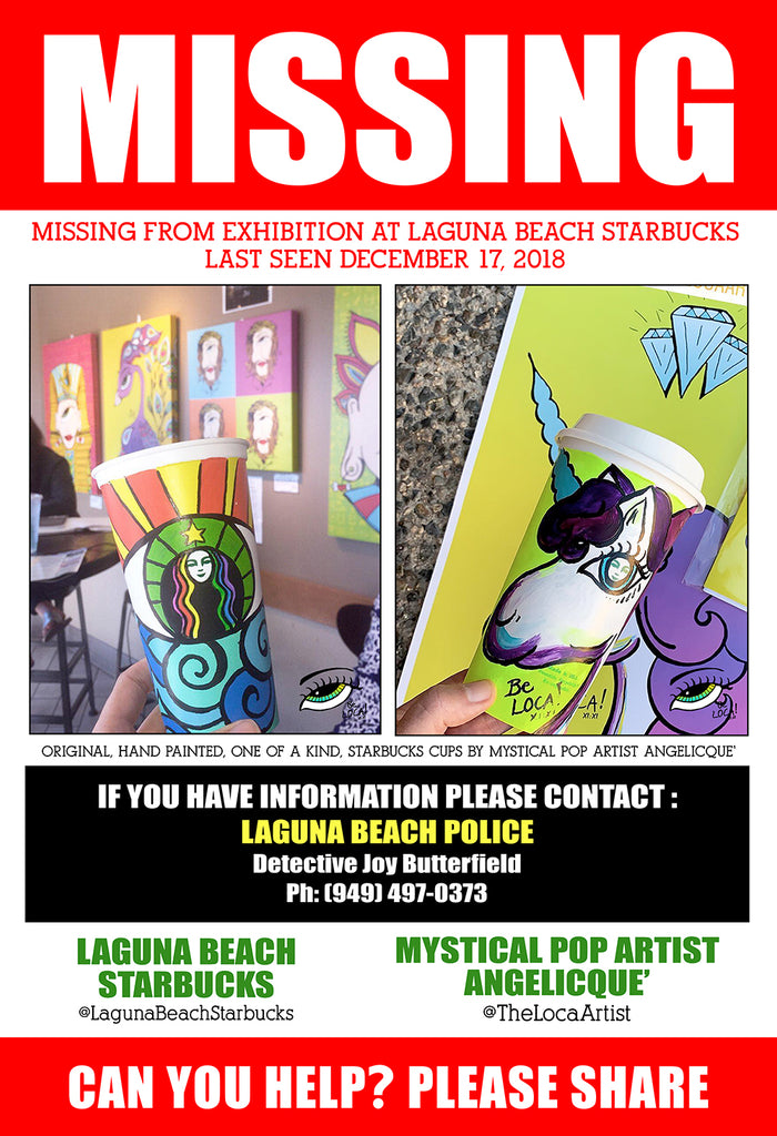 MISSING ORIGINAL ART! Last Seen on exhibit @Laguna Beach Starbucks