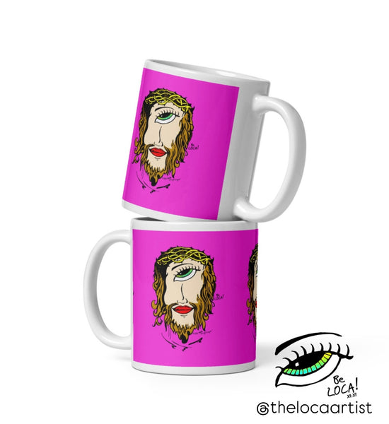 Hot Pink Mystical Jesus Novelty Mug by Angelicque'